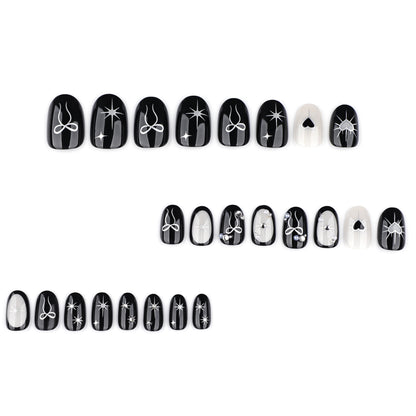 Handmade Goth Black Heart Y2K Press-on Nails