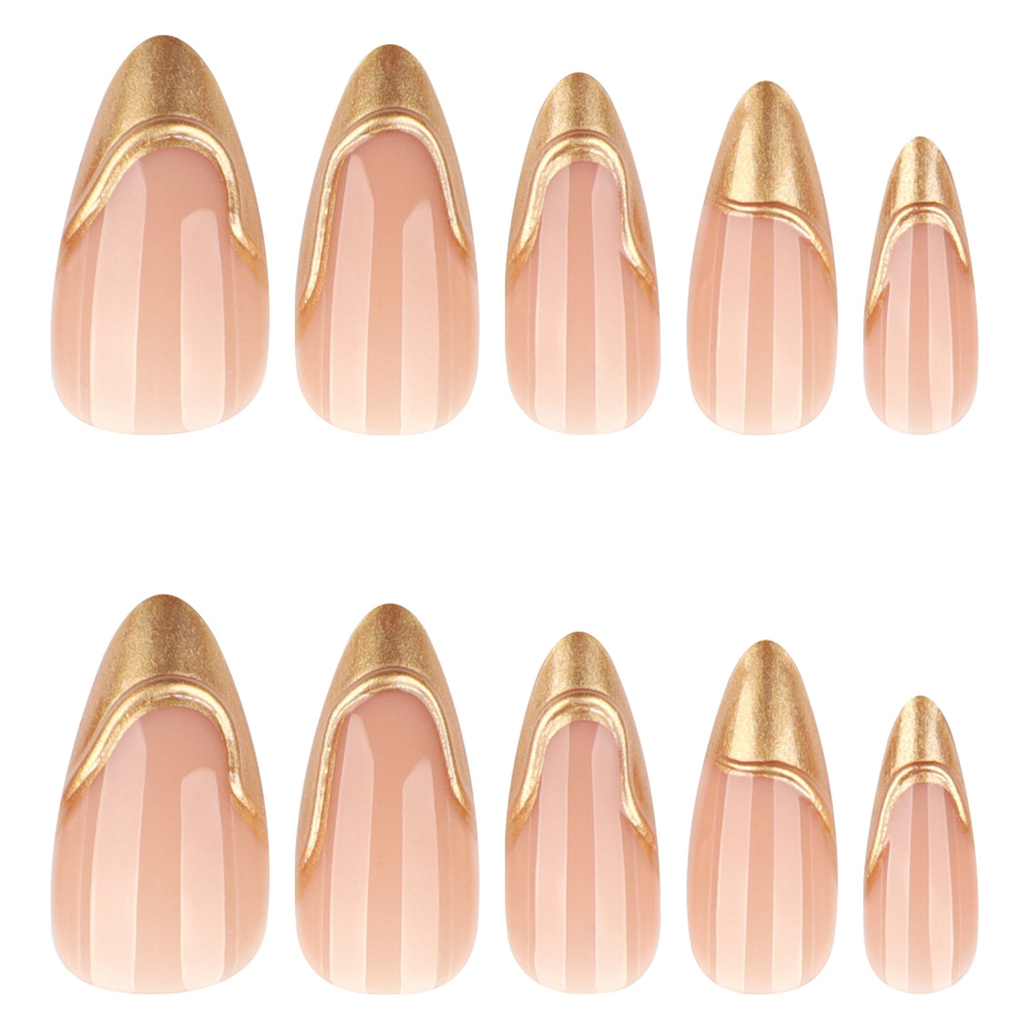 3D French Gold Tip Nails