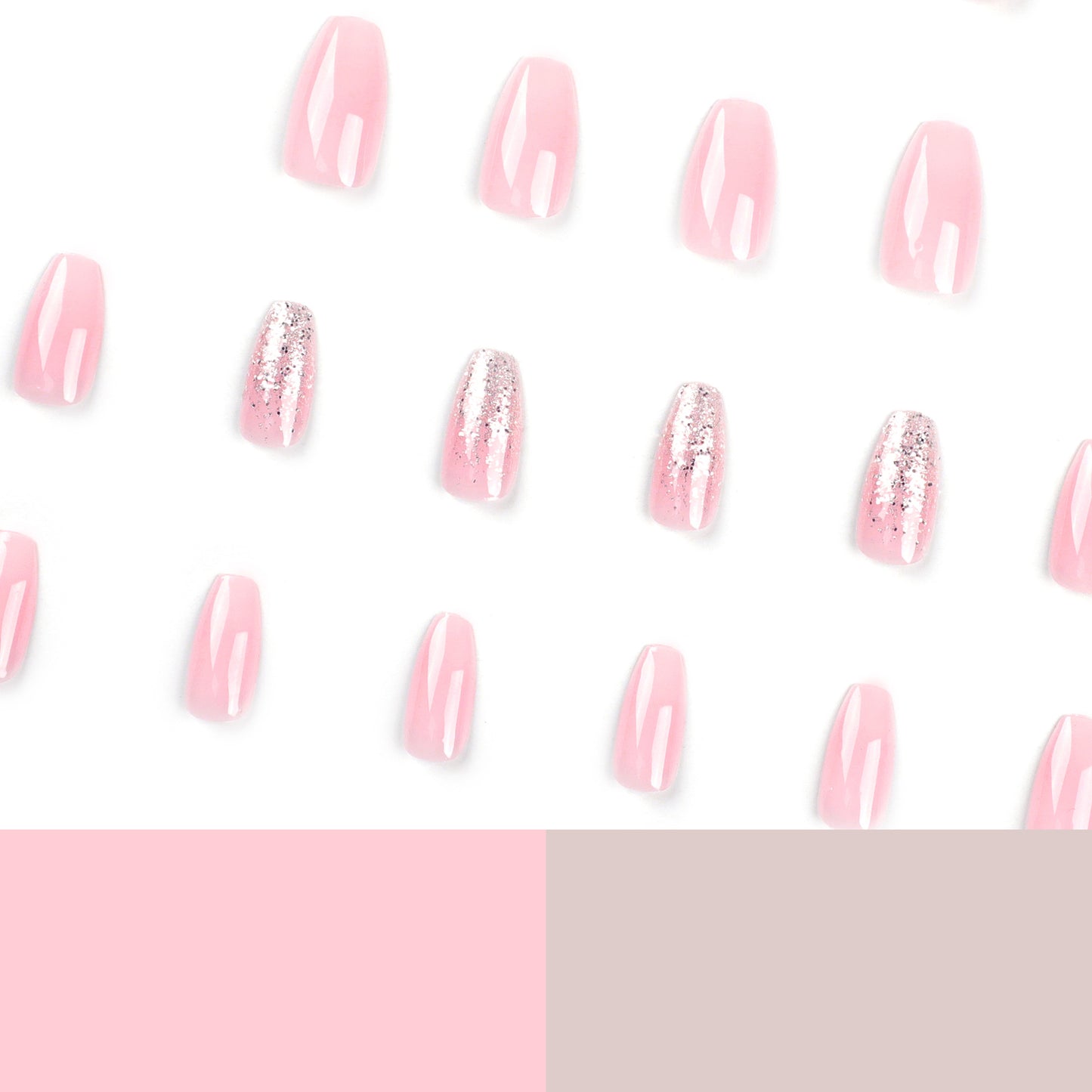 Aesthetic Pink and White Ombre Glitter Press-on Nails