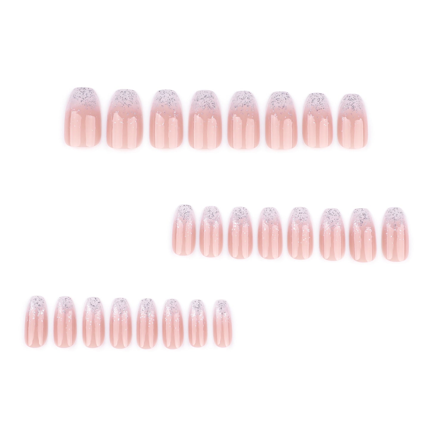 Handmade Silver Glitter Gradient Press-on Nails