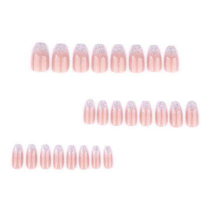Handmade Silver Glitter Gradient Press-on Nails