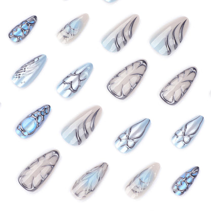Ice Blue Y2K Cyber 3D Nails