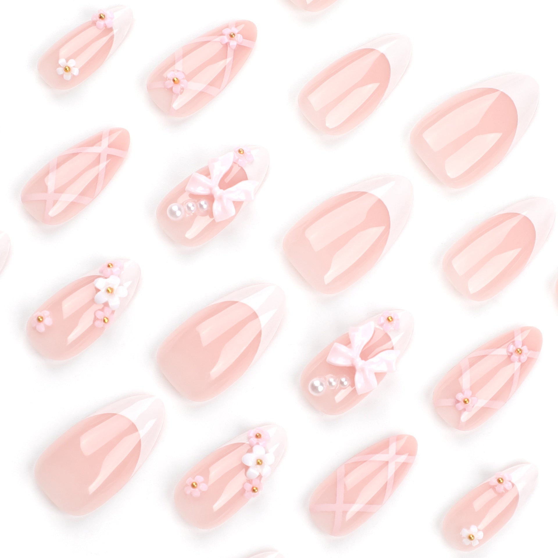 Pink Bow Veloura Nails