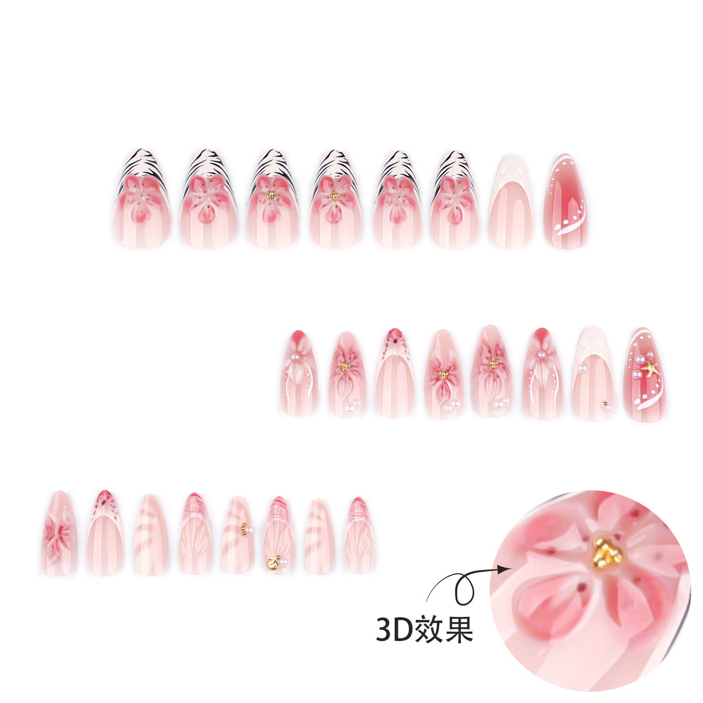 Handmade 3D Sculpted Flower Press-on Nails