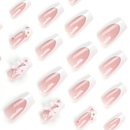 Pink Bow Veloura Nails