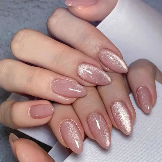 Bright Pink Cat Eye Veloura Nails