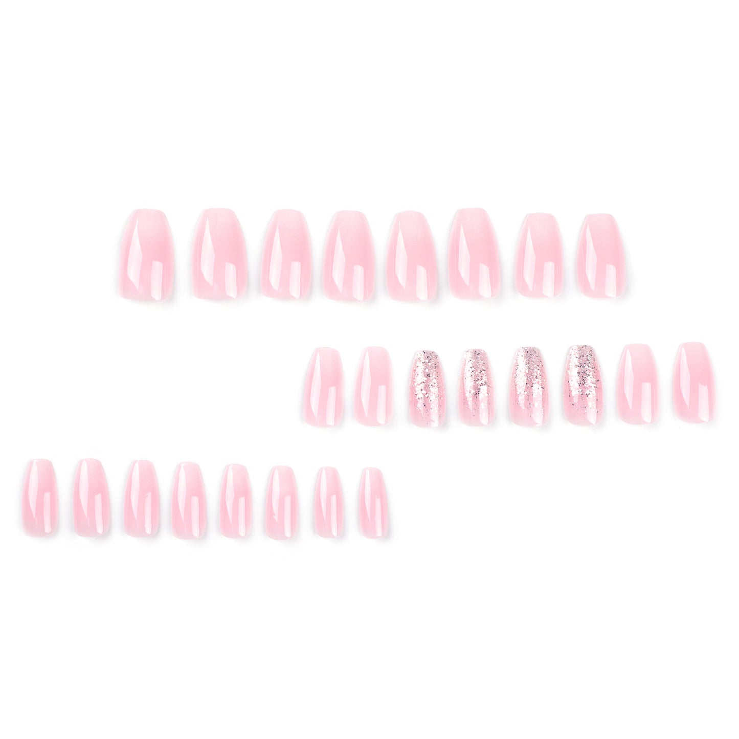 Aesthetic Pink and White Ombre Glitter Press-on Nails