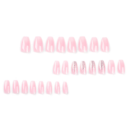 Aesthetic Pink and White Ombre Glitter Press-on Nails