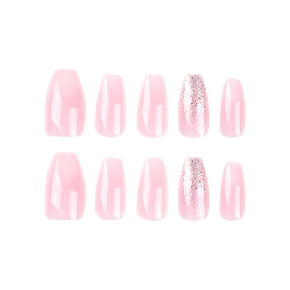 Aesthetic Pink and White Ombre Glitter Press-on Nails