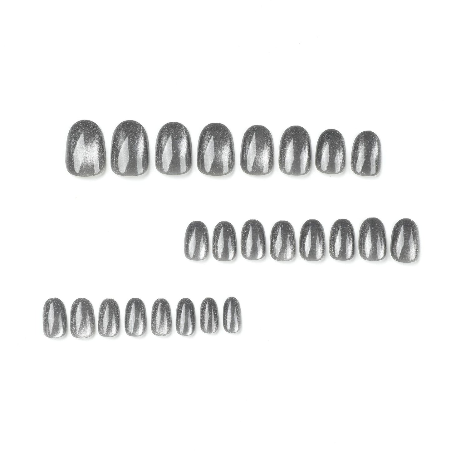 Silver Grey Magnetic Cat Eye Press-on Nails