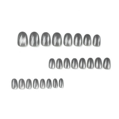 Silver Grey Magnetic Cat Eye Press-on Nails