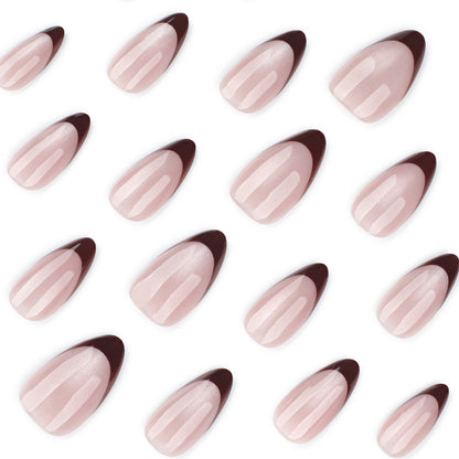 Warm Brown French Cat Eye Nails