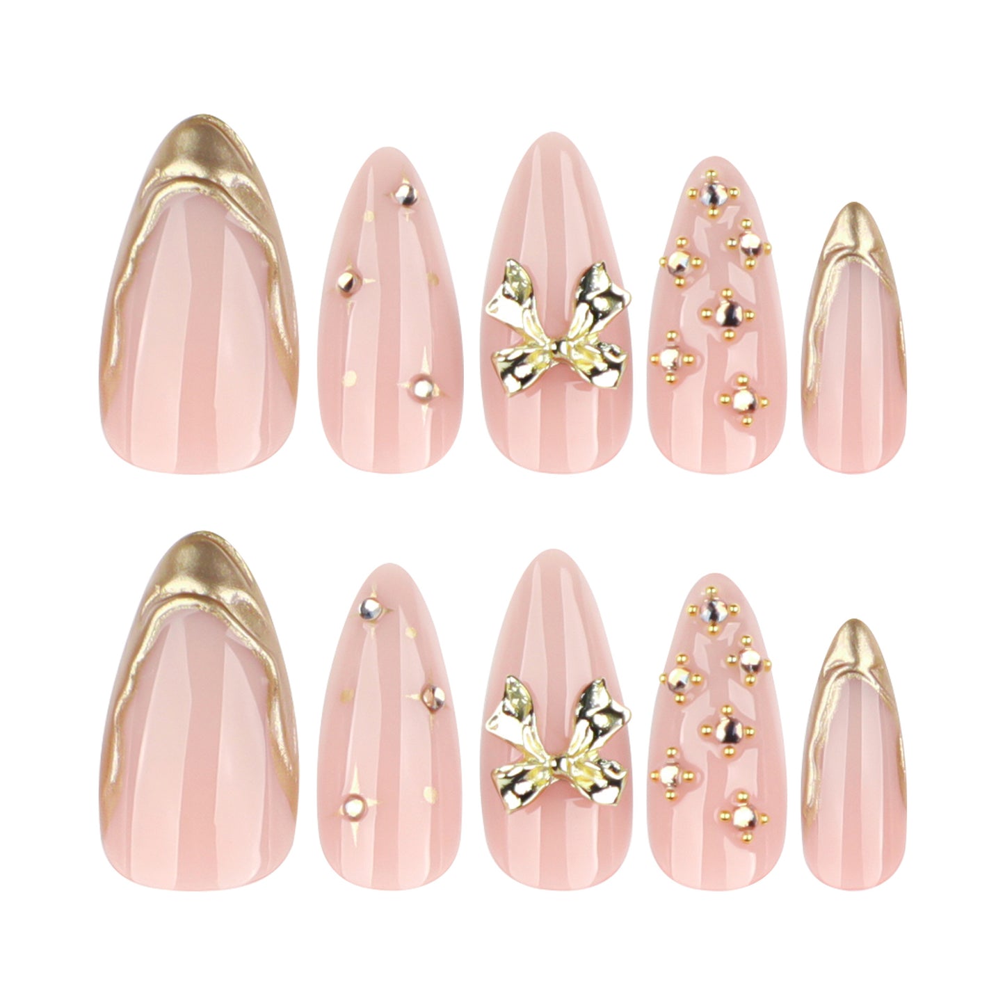 3D Gold Bow with Crystal Studs