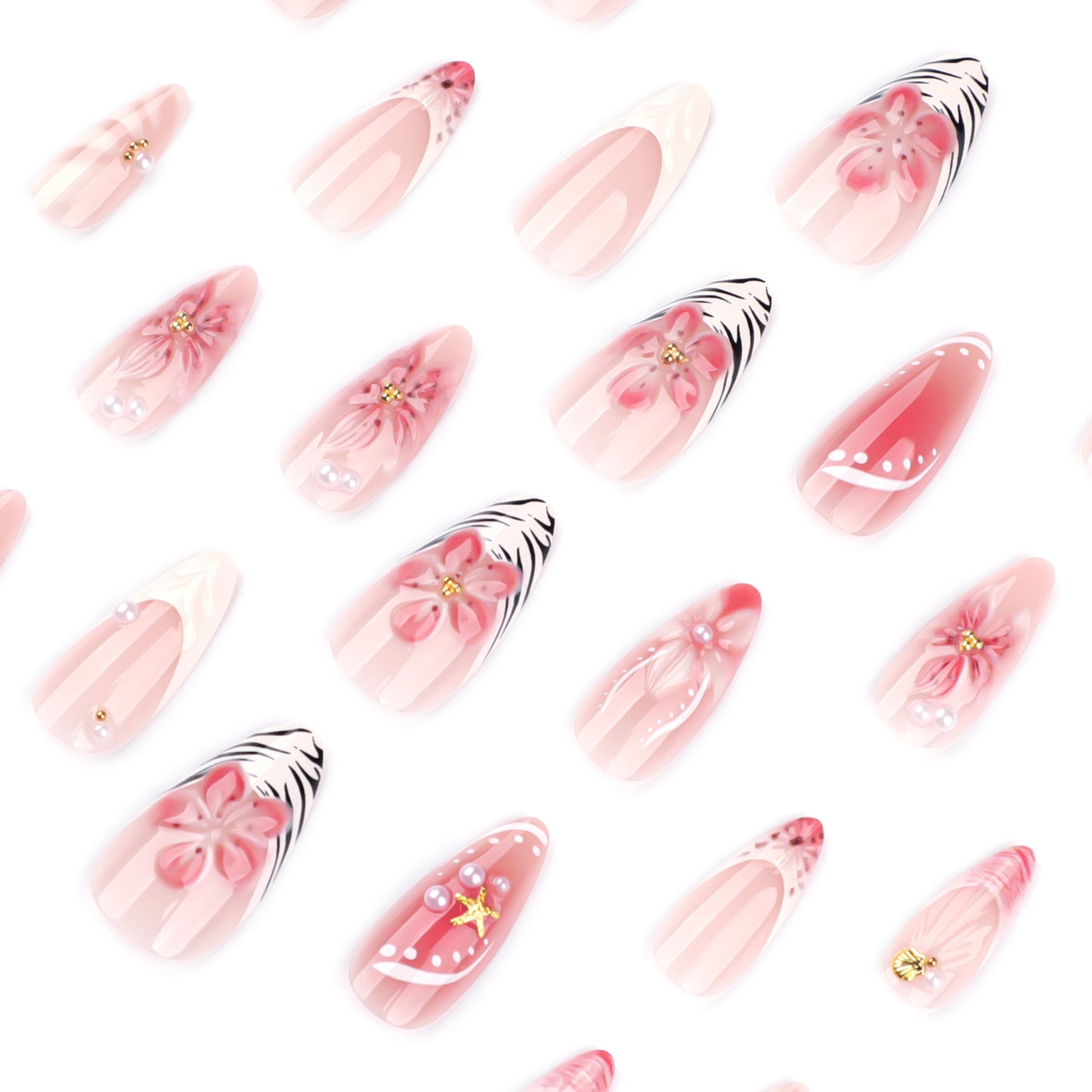 Handmade 3D Sculpted Flower Press-on Nails